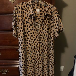 Target brand leopard long dress w waist belt